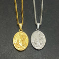Dainty Gold Religious Saint Raphael Pendant Stainless Steel 27mm Archangel St Gabriel Pendant Necklace for Men Women