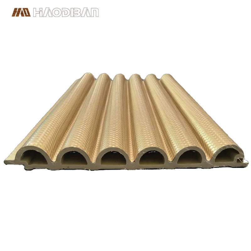 160x3000mm Eco-Friendly Modern Waterproof Gold Metal Textured Interior WPC Fluted Half Round Grille Wall Panel