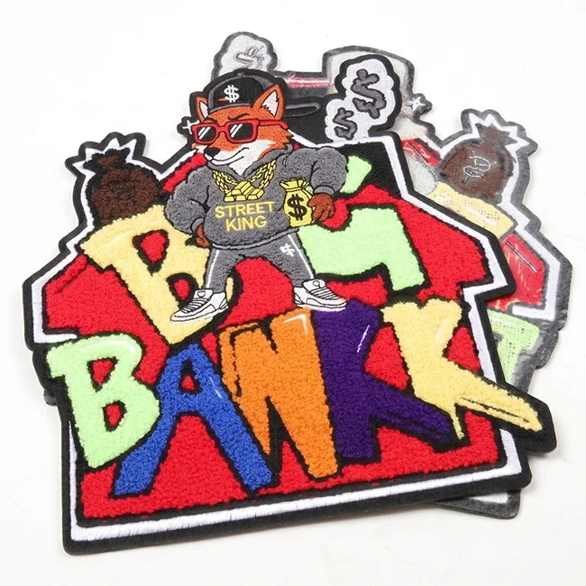 Custom Colorful Large Cute Embroidery and Towel Chenille Letters Patches Applique With Symbol