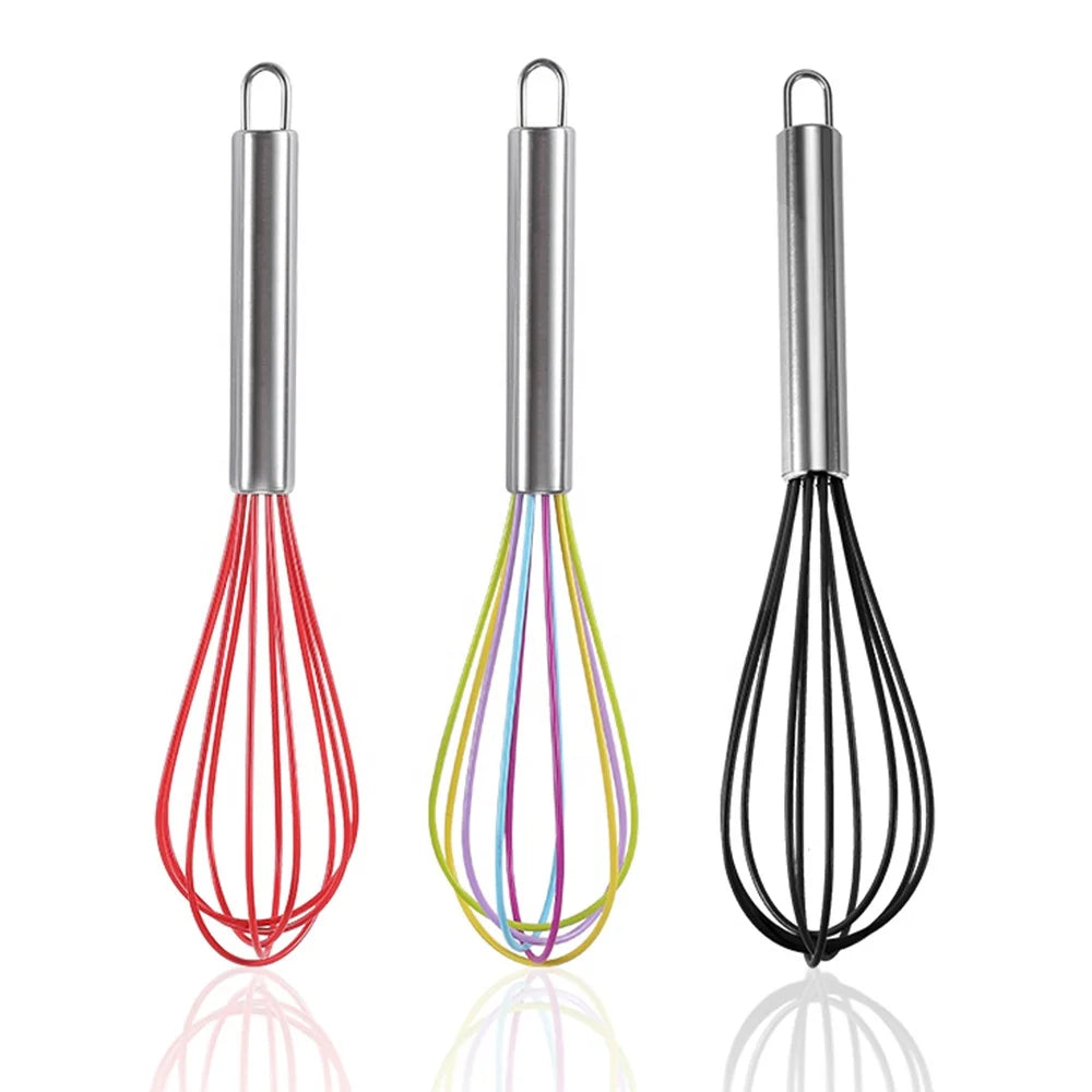 Manjia Wholesale Commercial Beater Stainless Steel Egg Tools Silicone Manual Egg Whisk Steel Mixer Egg Beater