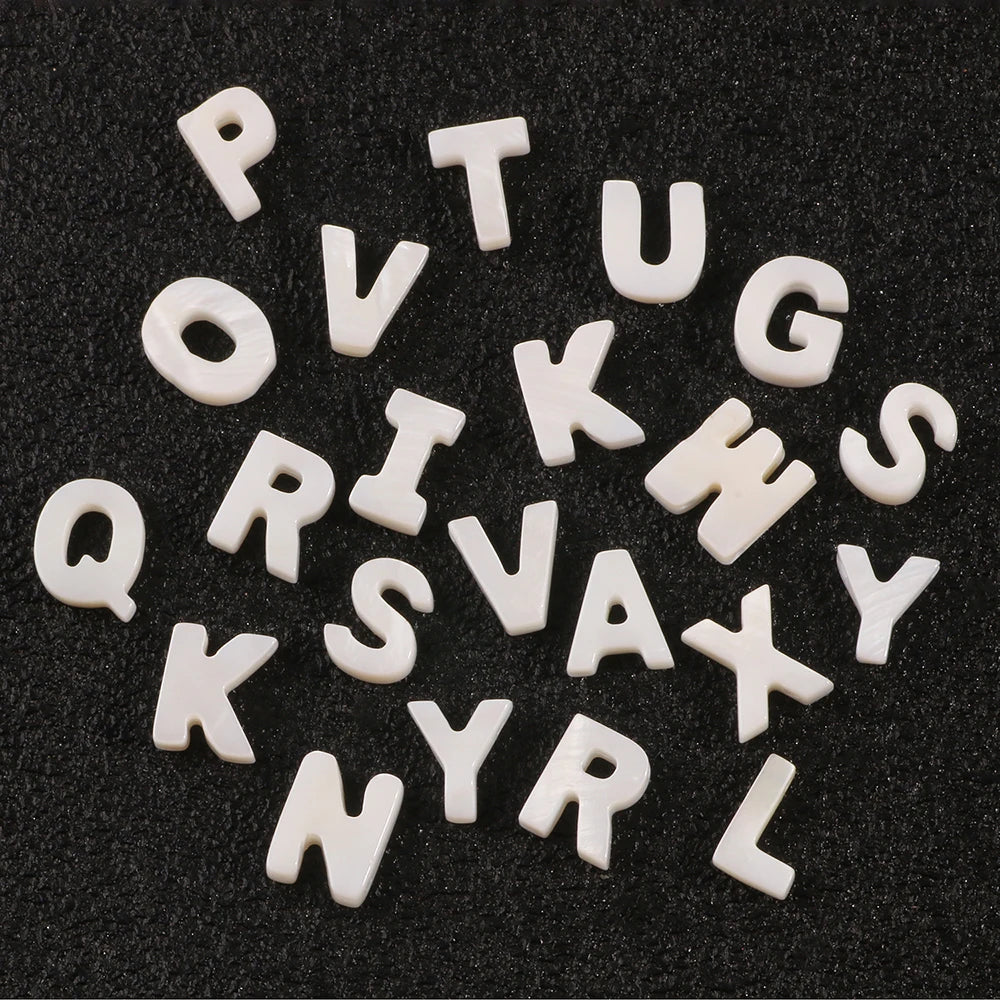 Wholesale High Quality Natural Semi Gemstone Freshwater Shell 26 Alphabet Letters Beads for Necklace Bracelet Earring DIY Making