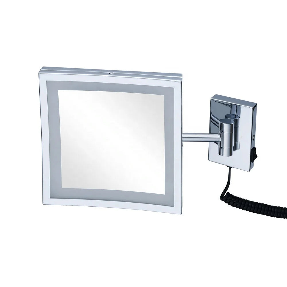 Beelee 3x Magnify Hotel Led Swing Arm Wall Mounted Lighted Vanity Cosmetic Makeup Bathroom Mirrors With Light