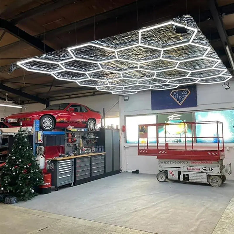 8 Feet *15.7 Feet Deformable Led Linear High Bay Lamp Hanging Hexagon Detailing Led Home Hexagon Modular Ceiling Garage Light