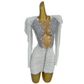 White Rhinestone Wedding Cocktail Bodycon Dress Dance Wear Women Cut Out Night Club Prom Dress Lady Formal Party Evening Dress