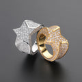 Hip Hop Jewelry Diamond Rings Full Pave 3A CZ Stone Five Pointed Star Iced Out Rings for Men