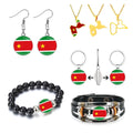 80 Model Caribbean Guadeloupe Flag Map Jewelry Set Tie Clip Lapel Pin Ring Brooch Cuff Link Key Chain for Wedding Party