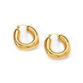 French PVD Plating Stainless Steel Hoop Earrings Women Chunky Hollow Statement Geometric Design Waterproof Gold Plated Jewelry