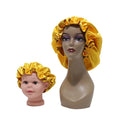 Wholesale Customize Logo Printed Luxury Double Layer Mommy and Me Silk Satin Bonnets Set