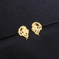 Mini Cute Lion Stud Earring for Women Men Stainless Steel Gold Color Animal Ear Studs Punk Couple Jewelry Gift Wholesale
