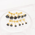 3mm to 8mm Small No Tarnish Fade 18k Gold Plated Round Black Zircon Stud Earrings 316l Stainless Steel Stud Earrings for Women
