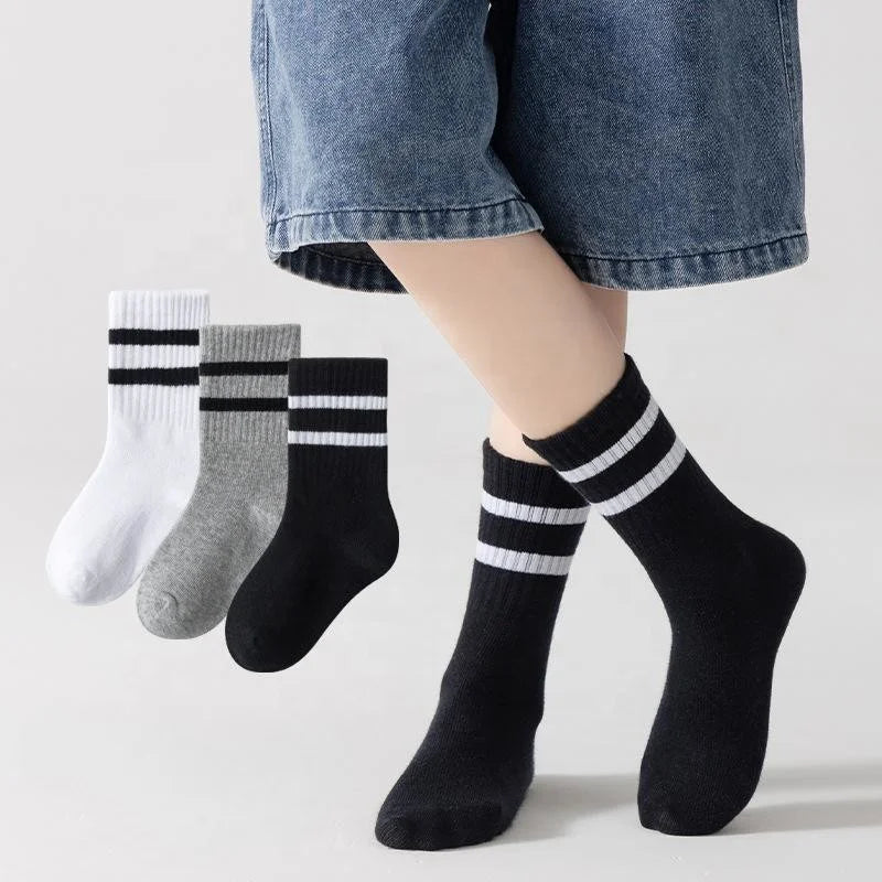 New Custom Design Kids Socks Soft Cotton Cute Fashion Thick Boy Girl Stripe Socks