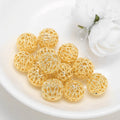 Fashion Jewelry Beads Hollow Wholesale 18K Gold Beads Brass Round Filigree Bead for Jewelry Making Supplies