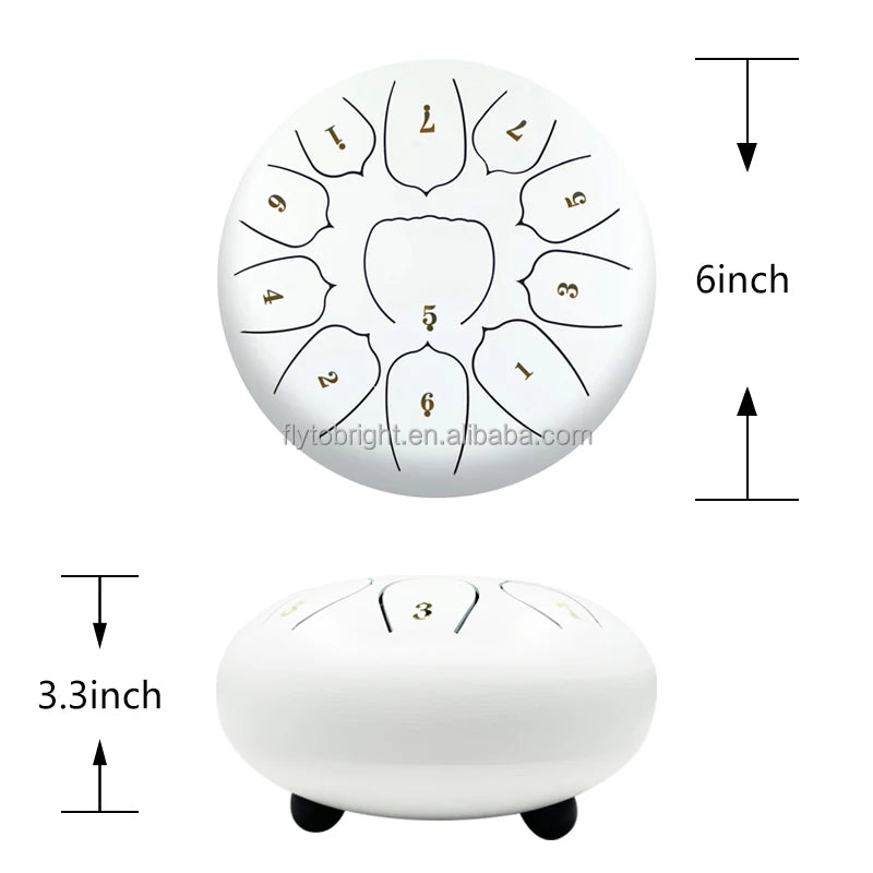 High Quality Mini Carbon Steel Tongue Percussion Drum OEM Wholesale White 6 Inch 11 Notes c Major Bag and Kit 0.8kg