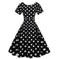 50s 60s Vintage Swing Dresses Women Dotted Short Sleeve High Waist Rockabilly Retro Dress