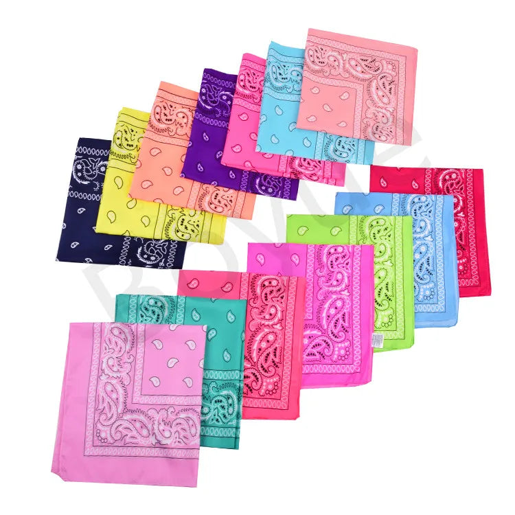 Cheap Wholesale Headwear Paisley Design Square Scarf Custom Printed Cute Women Bandana