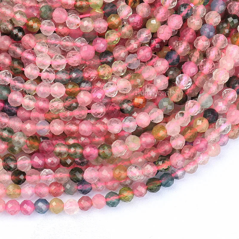 Fashion Gemstone Faceted Mixed Tourmaline AAAAA for DIY Necklaces Jewelry Making 2mm 3mm 4mm Length 38cm 15"