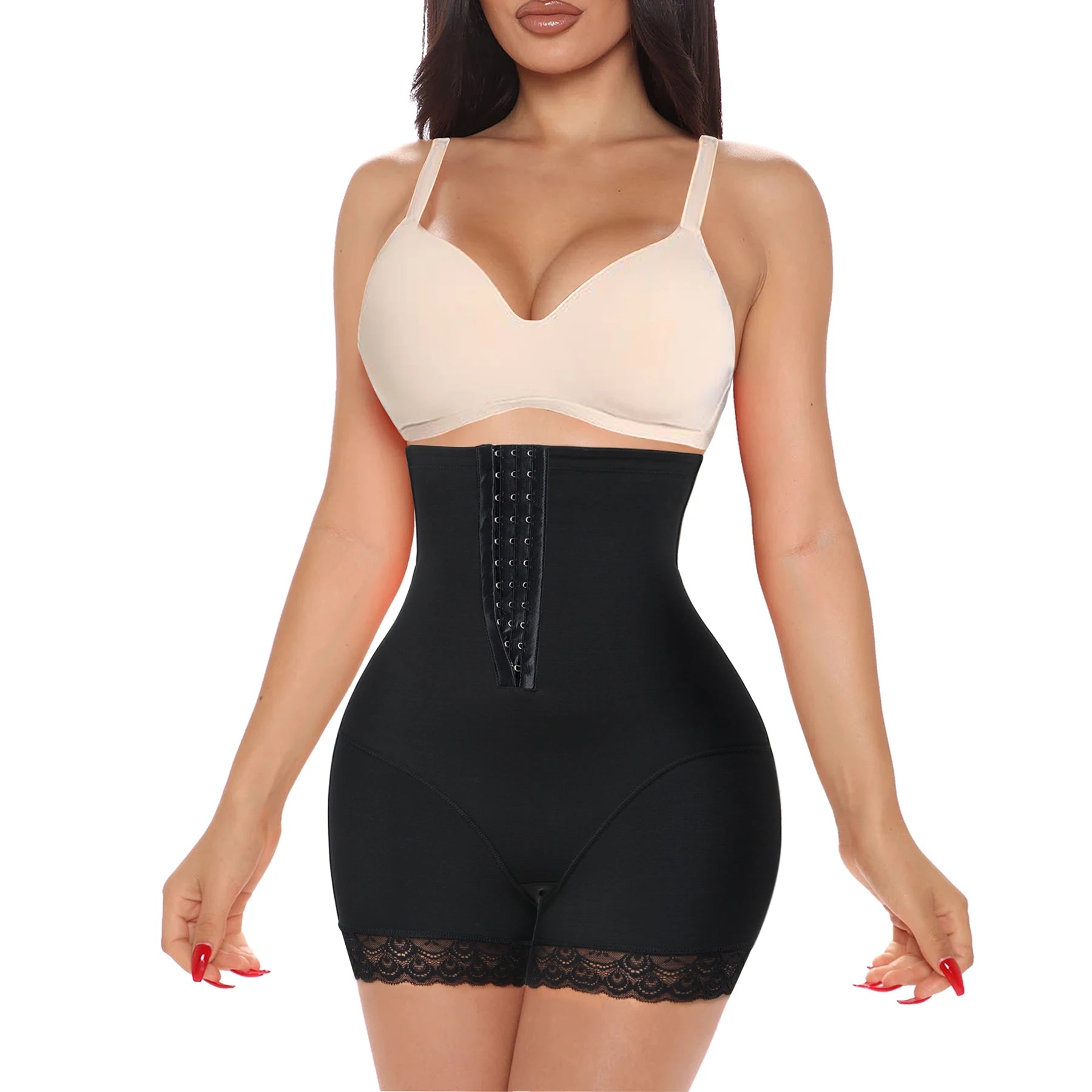Hook and Eye Double Layers High Waist Firm Body Shaper Butt Lifter Slimming s Shapewear Lace Tummy Control Panties for Women