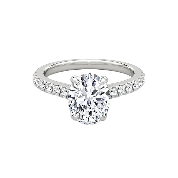 SGARIT Fine Jewelry IGI Certified 14K White Gold VS D 2CT Oval Cut Lab Grown Diamond Ladies Wedding Ring