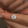1ct 6.5mm Vvs1 Ef Color Round Cut Moissanite Fish Line Necklace Invisible Necklace 925 Silver Women Girl Gift