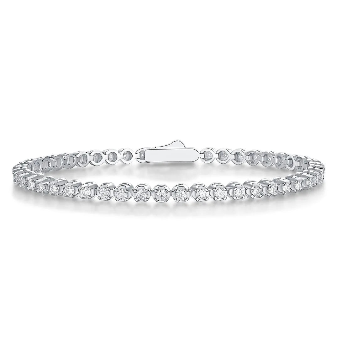 Factory Wholesale Custom Simple Fine Jewelry S925 Sterling Silver 2MM VVS D Moissanite Diamond Tennis Chain Bracelet for Women
