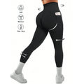 New Arrival Elastic Fabric Push up Sports Pants With Pockets Solid Color High Waist Peach Buttock Seamless Yoga Leggings Women