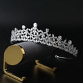 Platinum Plated Zircon Crown Women Bridal Hair Accessories Wedding in Tiaras Hair Jewelry Princess Pageant Miss Universe Crown