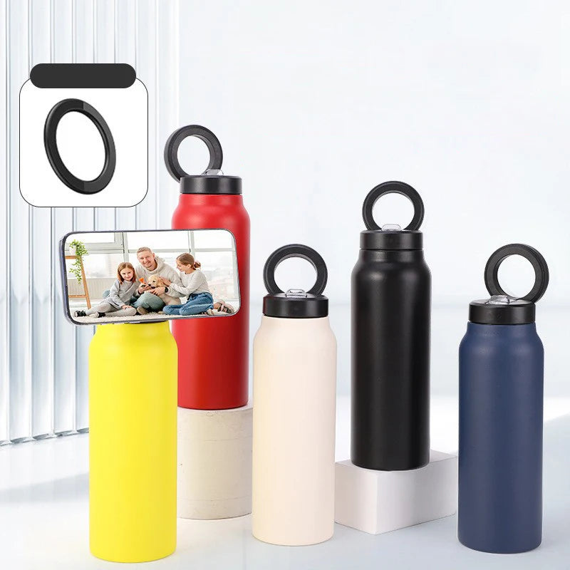 26oz Double Wall Vacuum Coffee Tumbler Insulated Gym Water Bottle with Magnetic Cell Phone Holder