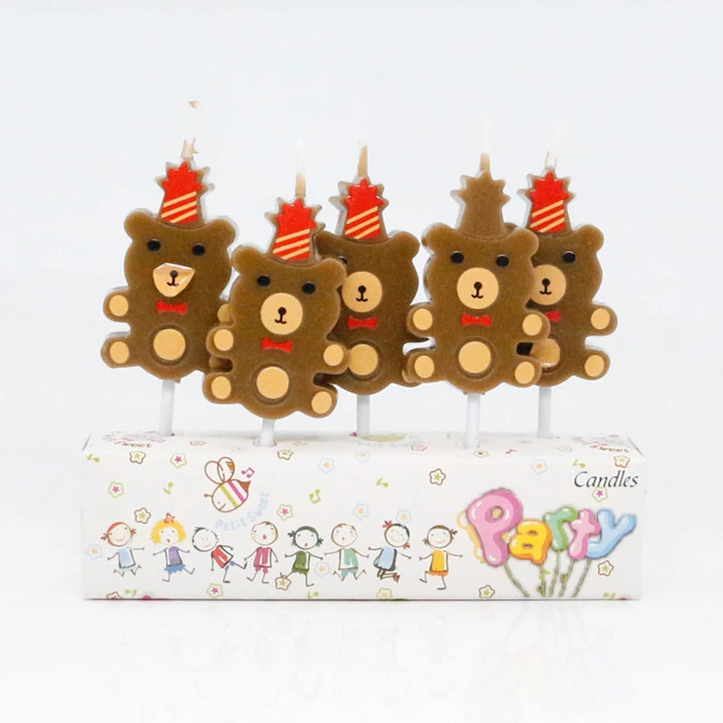 Cute Silk Print Creative Bear Birthday Cake Candle for Birthday Cake
