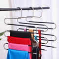 Multifunctional Stainless Steel 5-Tier S Type Hangers Metal Trousers Rack for Wardrobe for Clothes Hanging and Cleaning