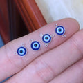 Vintage 925 Sterling Silver Blue Evil Eye Charms Connectors for Diy Jewelry Making