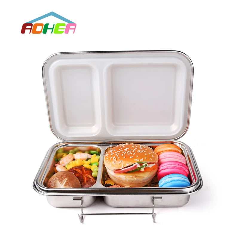 AOHEA Wholesale Kids Stainless Steel Lunch Box 304 Bento Food Storage Container Metal Lunchbox for Kids' Food Storage