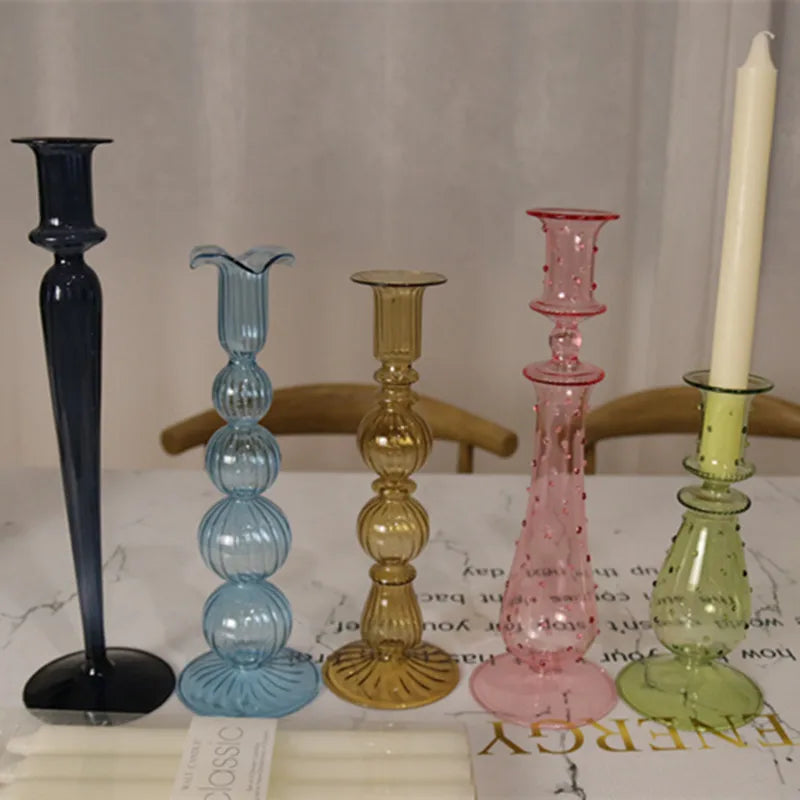 Romantic Glass Candle Holders Creative Restaurant Candlelight Dinner Props Candlestick Home Decorations
