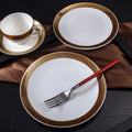 Shengjing Creative Hand-made White Gold Bone China Ceramic Dinner Plates & Dishes Eco-Friendly Microwave Safe for Party