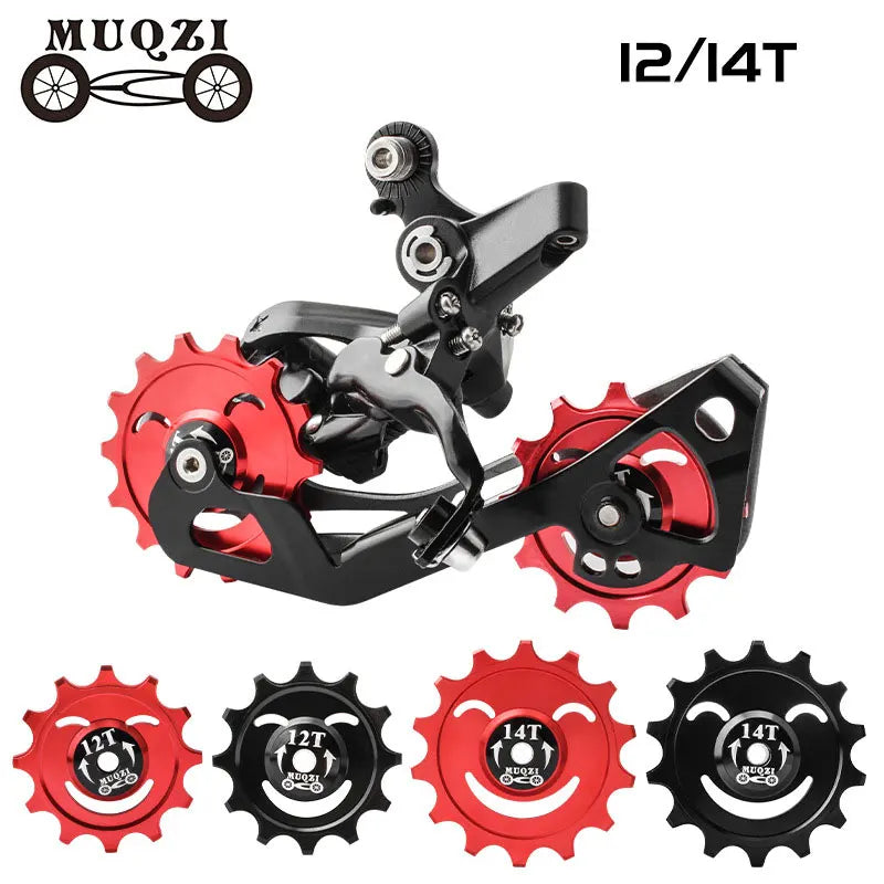 MUQZI Bike 12T 14T Rear Derailleur Jockey Wheel Ceramic Bearing Guide Wheel MTB Road Bicycle Aluminum Alloy Pulley Idler
