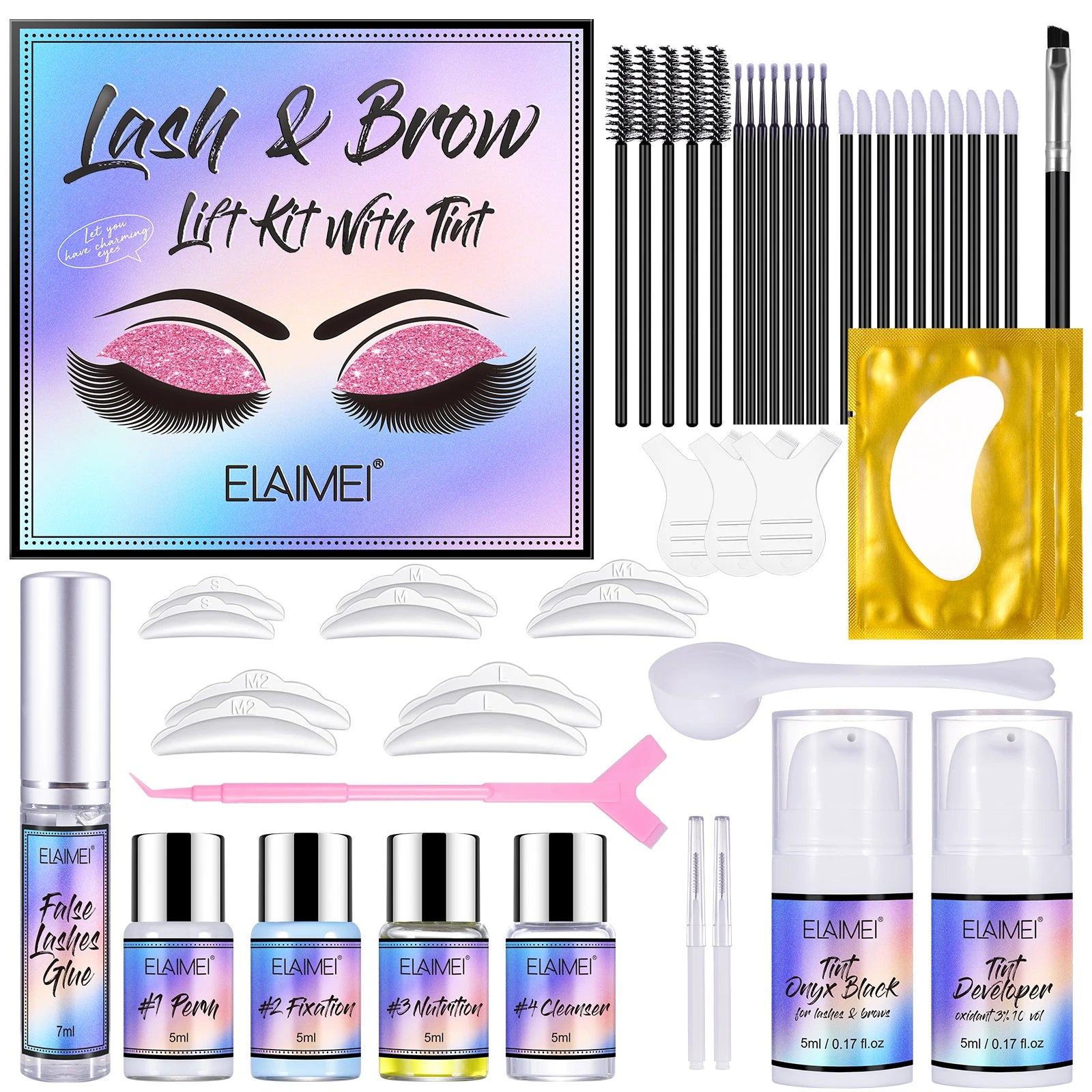ELAIMEI Private Label Lash Lift Setbrow Lamination Kit Professionaleyelash Perm Kit Lash Lifting Lash Lift and Tint Kit