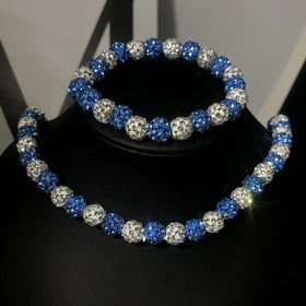 2024 New Fashion White Light Blue 8mm Clay Crystal Beads Jewelry Set for Women for Wedding Party and Gift Occasions