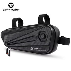 WEST BIKING New Design Hard Shell Cycling Frame Front Tube Phone Bag Rainproof Bicycle Bag Mountain Road Bike Triangle Bag