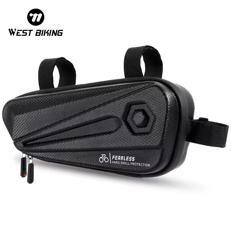WEST BIKING New Design Hard Shell Cycling Frame Front Tube Phone Bag Rainproof Bicycle Bag Mountain Road Bike Triangle Bag