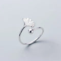 Ginkgo Leaf Shape Adjustable Open 925 Sterling Silver Finger Knuckle Rings Fashion Jewelry for Women Girls