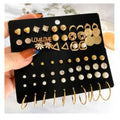 New Fashion Women Trend Jewelry Crystal Stud Earrings Set Korean Geometric Gold Metal Tassels Hoop Pearl Earrings
