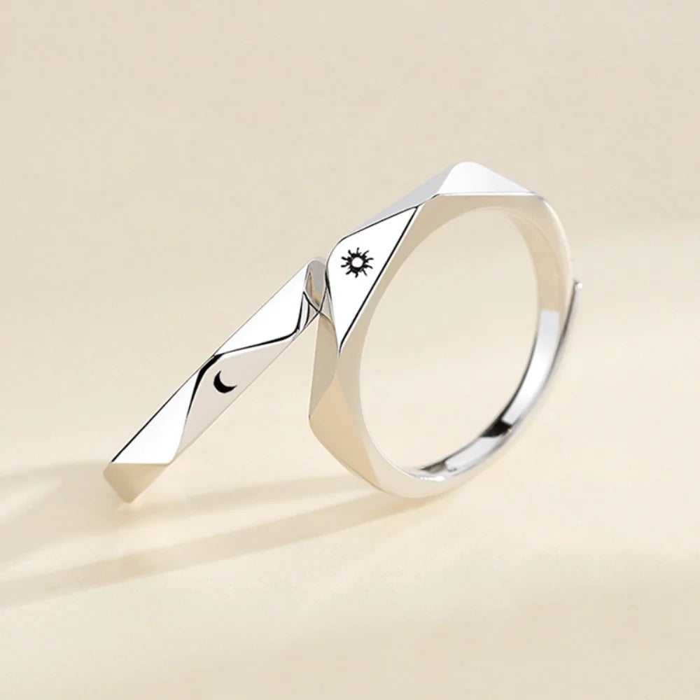Brass Alloy Nmatching Rings for Couples Sun and Moon Finger Ring Jewelry