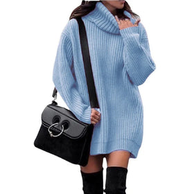 Womens Turtleneck Oversized Long Sleeve Fall Sweater 2023 Plus Size Tunic Pullover Ribbed Knit Tops
