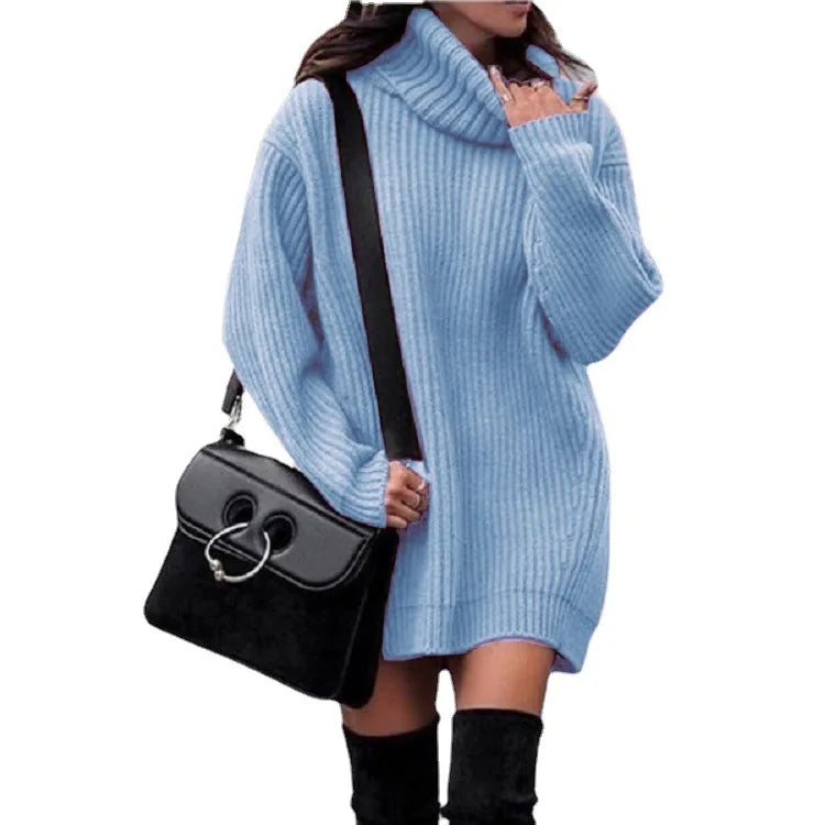 Womens Turtleneck Oversized Long Sleeve Fall Sweater 2023 Plus Size Tunic Pullover Ribbed Knit Tops