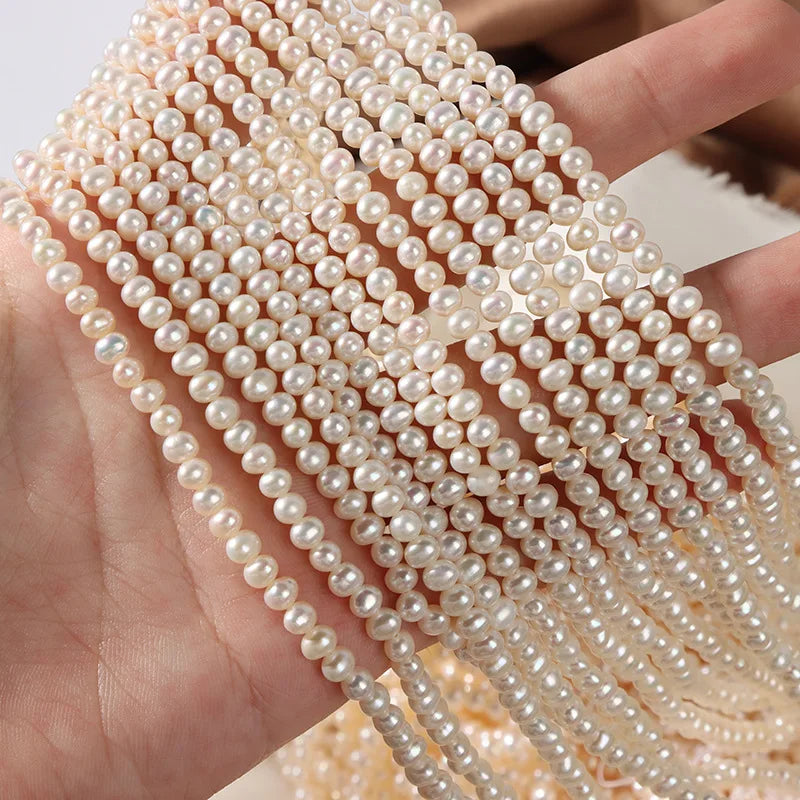Approach Round 4mm Freshwater Pearl Beaded Strand 39cm pink and White Color