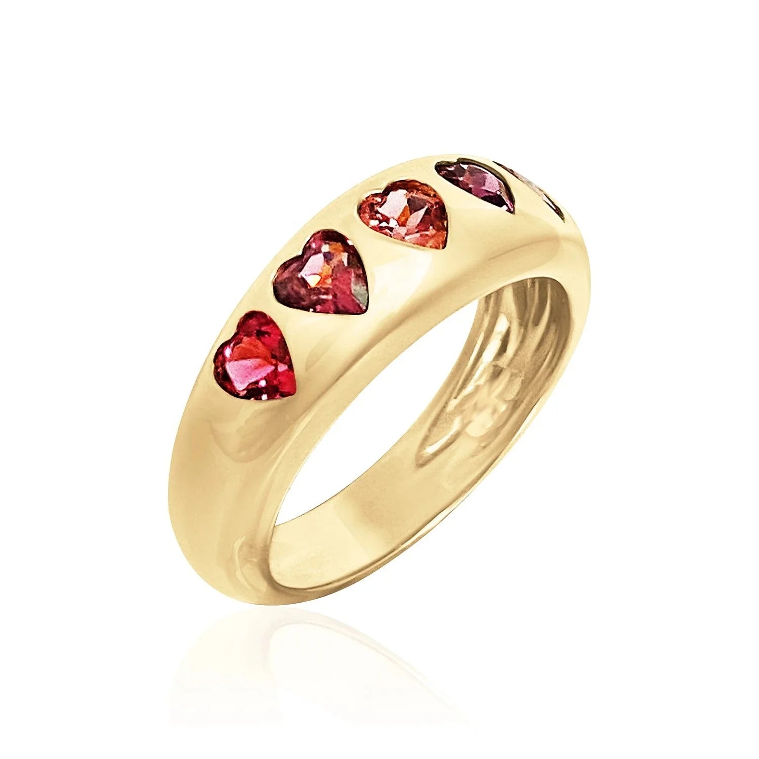 LOZRUNVE 925 Sterling Silver Gold Bezel Heart CZ Stone Dome Ring for Women