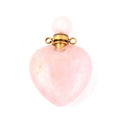 Hongzhuo Rose Quartz Gemstone Gold Plated Heart Shape Perfume Bottle Pendant for Necklaces Healing Crystals Jewelry
