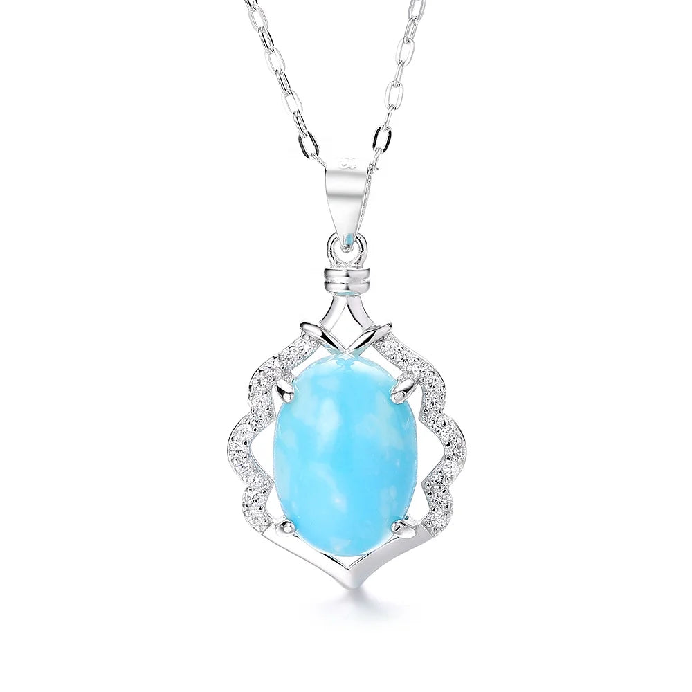 Silver Larimar Pendant 925 Sterling Silver Arrival Stone Necklace Stone