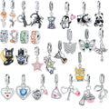Fine Jewelry Charms Charm Plata 925 S925 Silver Animal Panda Penguin Heart Securing Clip Pendant for Bracelet Necklace Making