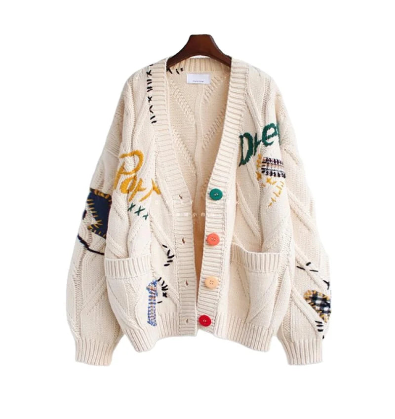 Wholesale LOGO Sweater Women Jacquard Design Knitwear Ladies Knitted Girls Winter Knit Top Women Cardigan Sweater