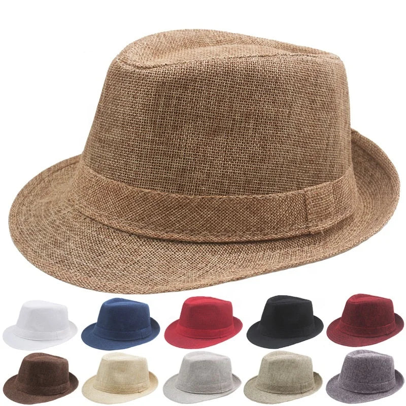 Landfond Accessory Summer Men's Eco-friendly Casual Business Outdoor Rolled-rimmed Jazz Hat Short Brim Panama Hat